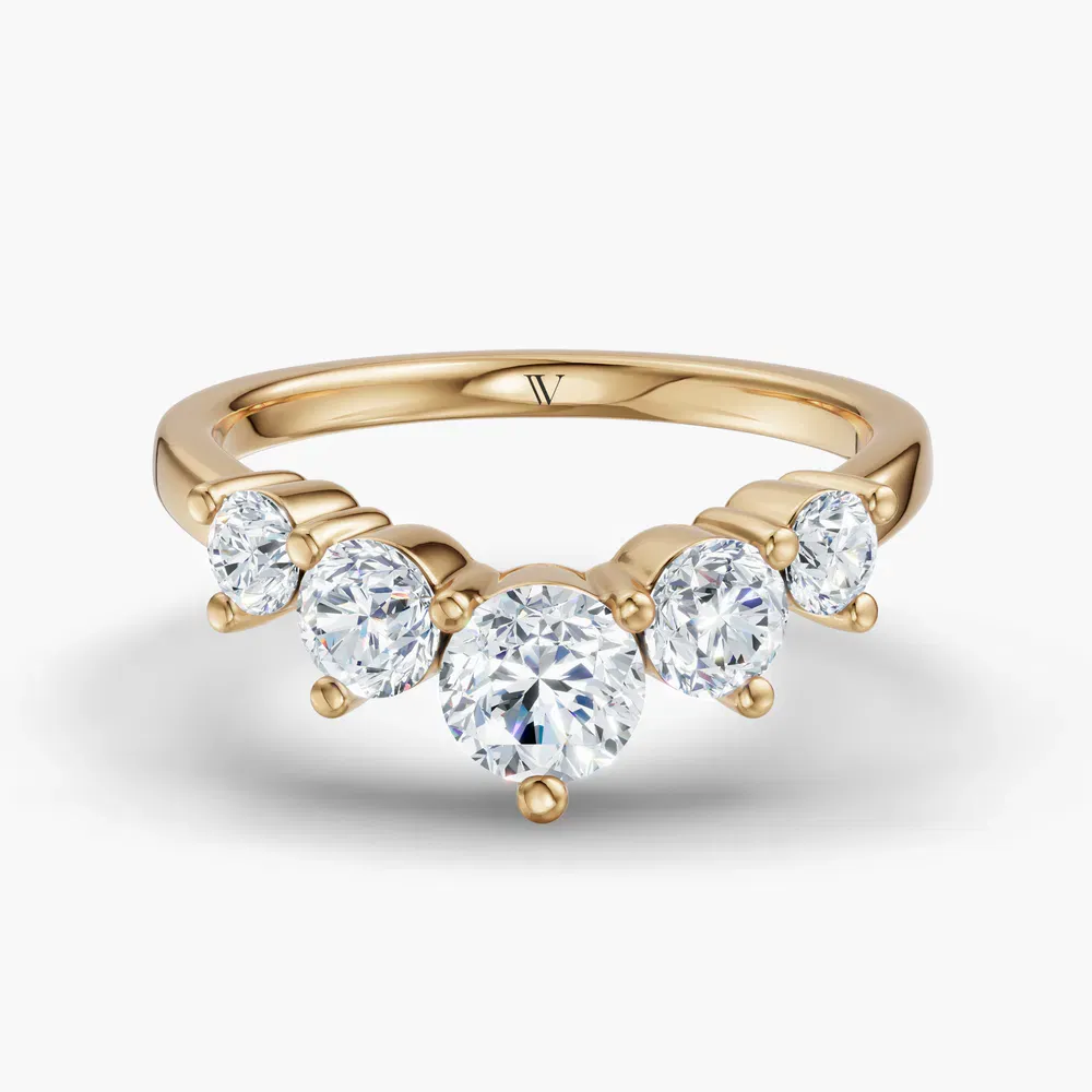 Curved, Stackable, Diamond Lab Diamond Ring (1 CTW) in 14K Yellow Gold-Qyliva