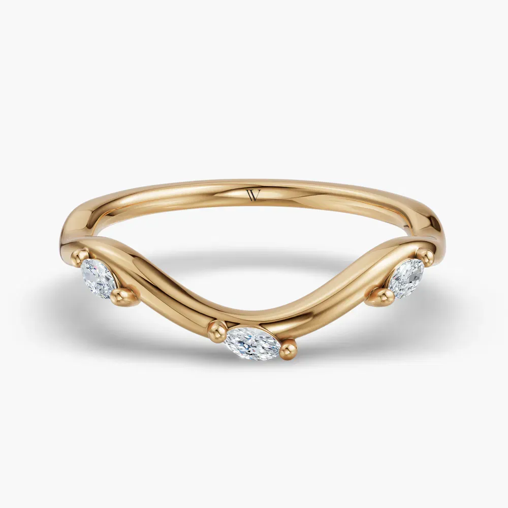 Nature inspired, Curved, Stackable Lab Diamond Ring (0.07 CTW) in 14K Yellow Gold-Bovi