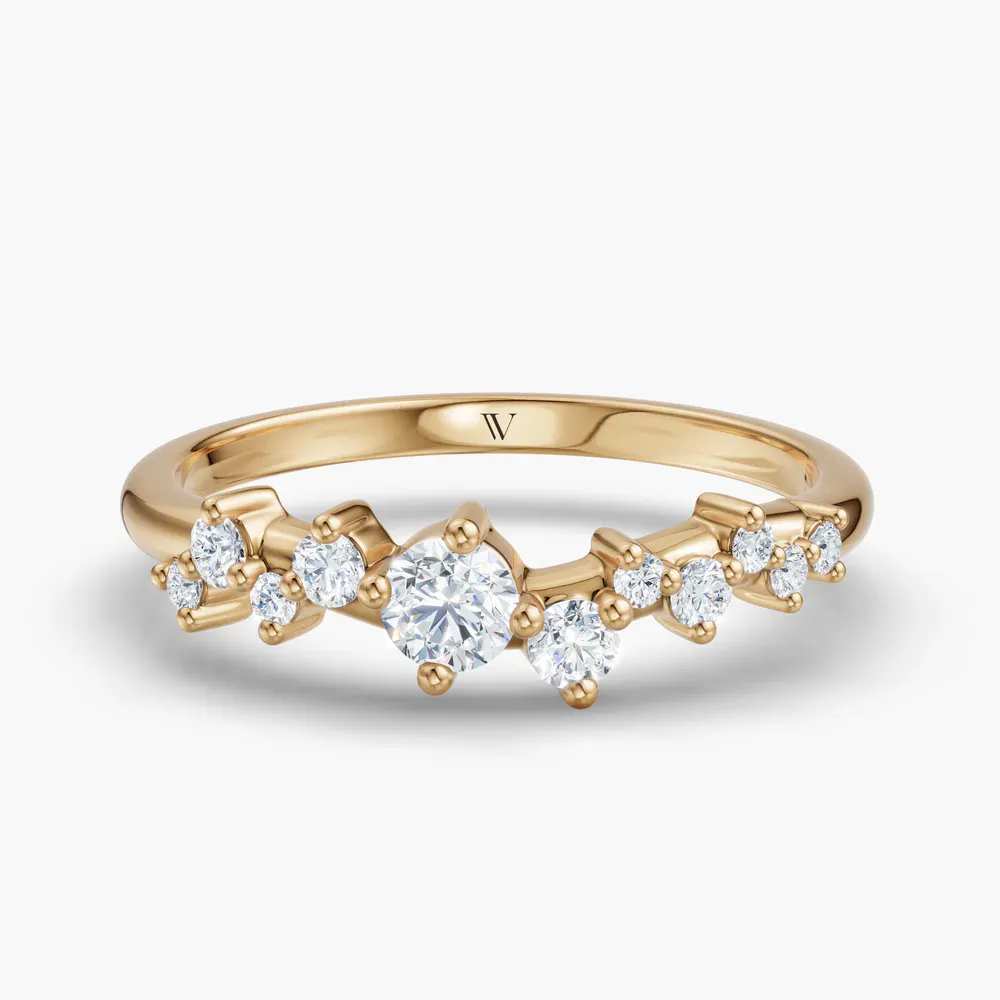 Curved, Unique Lab Diamond Ring (0.3 CTW) in 14K Yellow Gold-Zudl