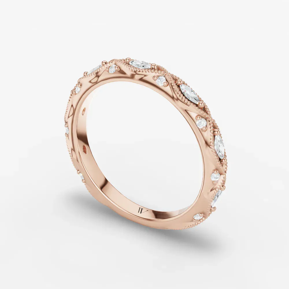 Vintage, Stackable, Unique Lab Diamond Ring (0.2 CTW) in 18KRV-Bixora