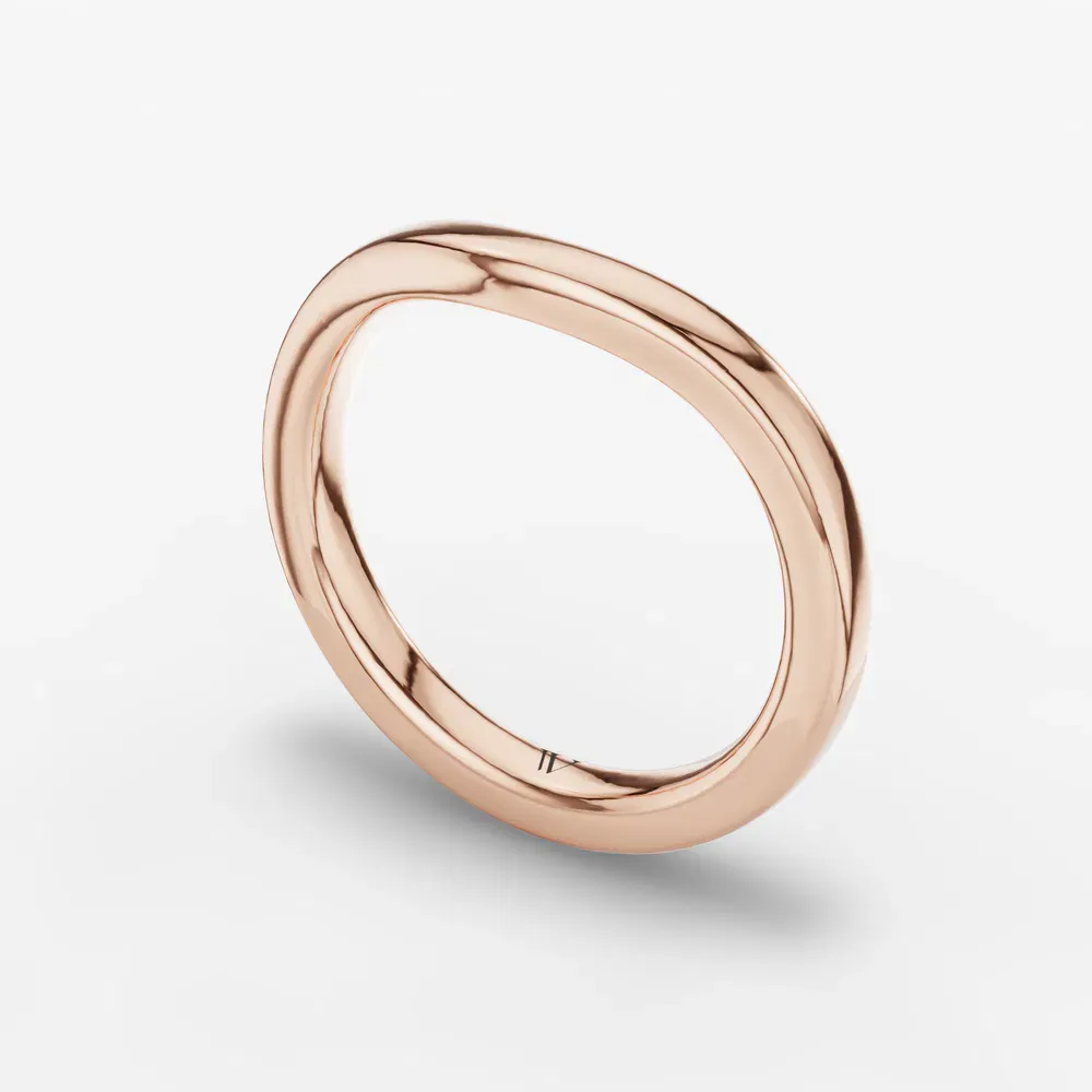 2.5mm Plain metal, Curved, Classic Wedding Ring in 18K Rose Gold-Fovin