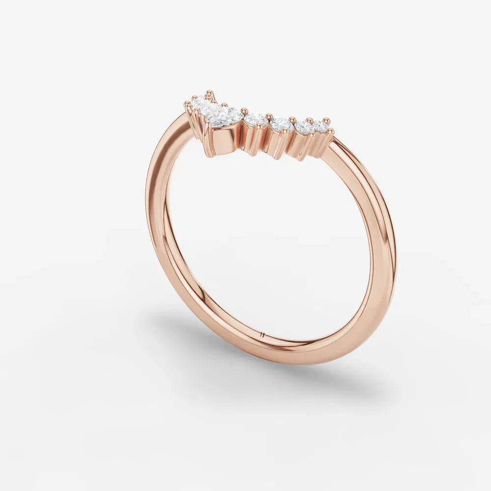 Curved, Stackable Lab Diamond Ring (0.1 CTW) in 18K Rose Gold-Kaelin