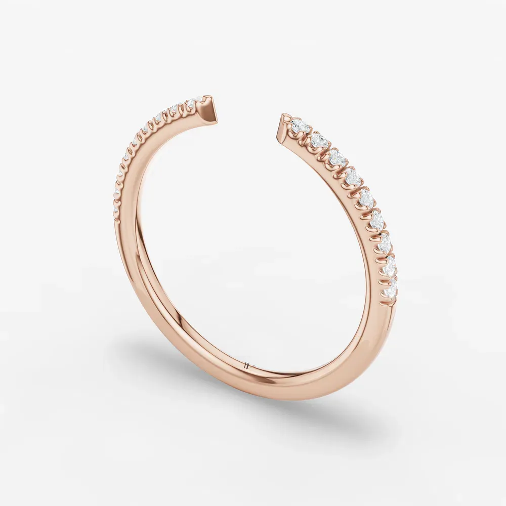 Open, Stackable, Diamond Lab Diamond Ring (0.1 CTW) in 18K Rose Gold-Kixam