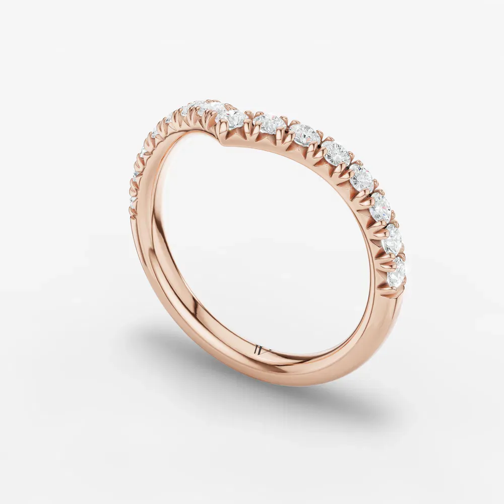 Curved, Stackable, Pave Lab Diamond Ring (0.5 CTW) in 18K Rose Gold-Mivlox
