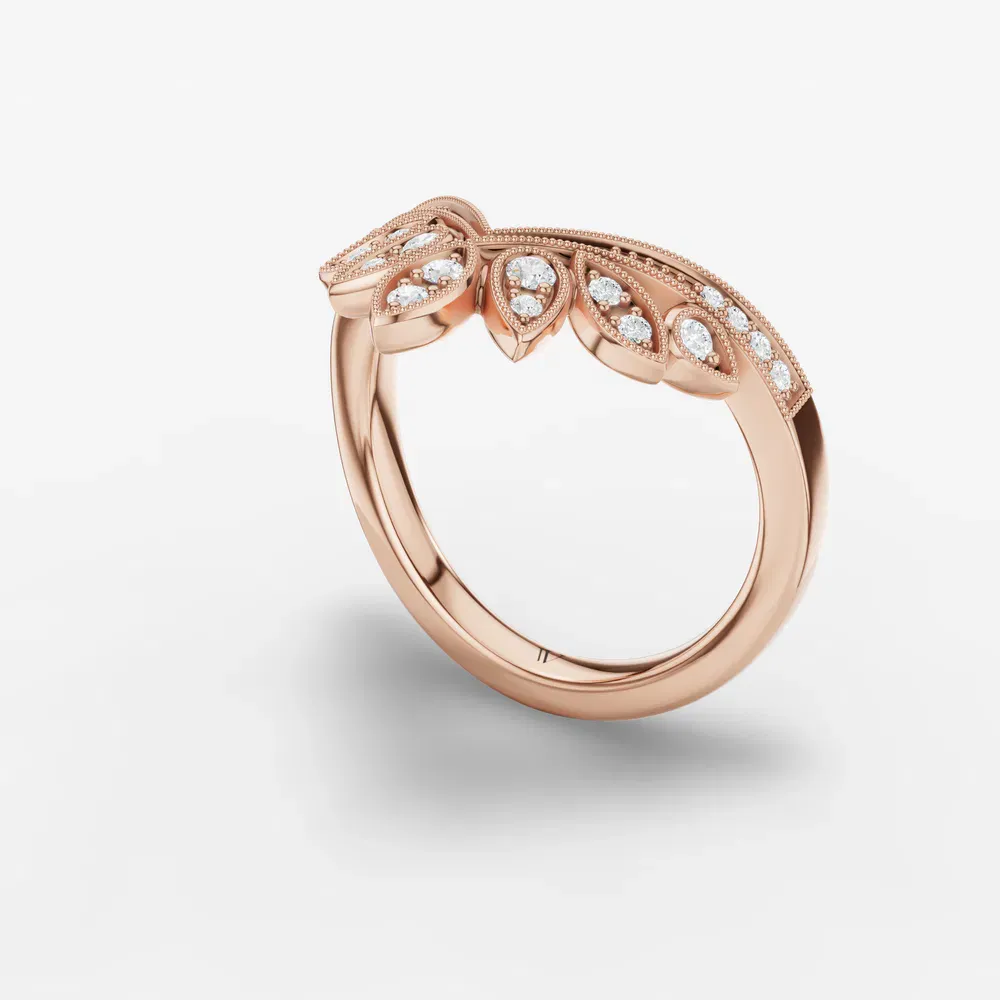 Curved, Stackable, Diamond Lab Diamond Ring (0.2 CTW) in 18K Rose Gold-Ibynis