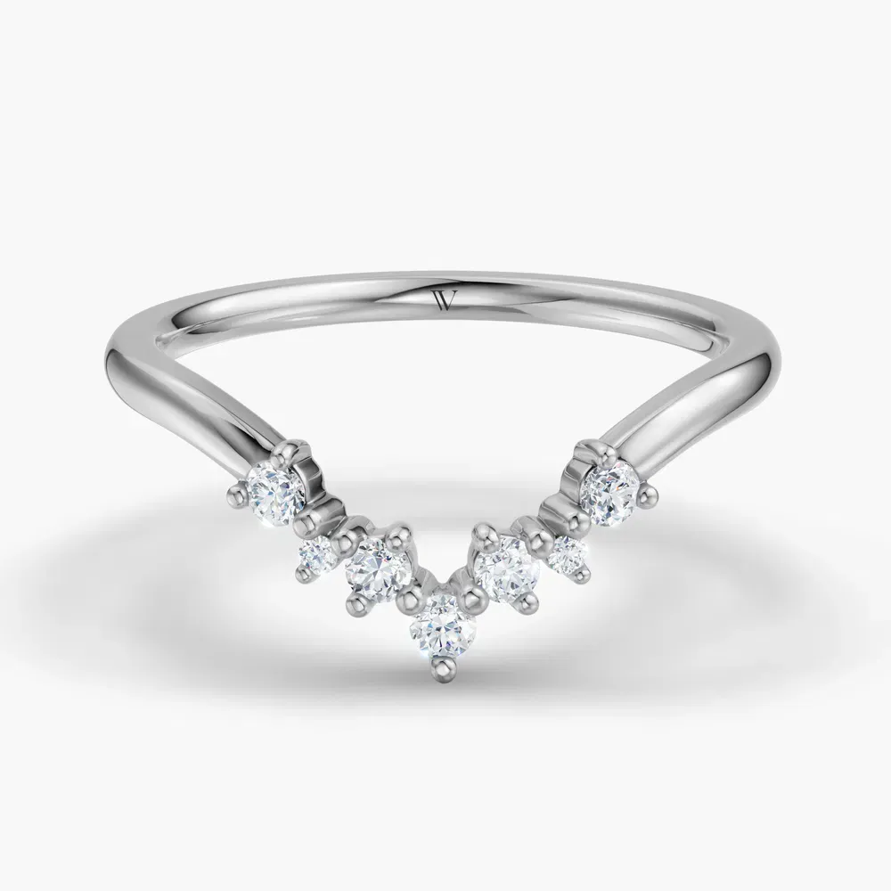 Curved, Stackable, Diamond Lab Diamond Ring (0.1 CTW) in 18K White Gold-Faelov