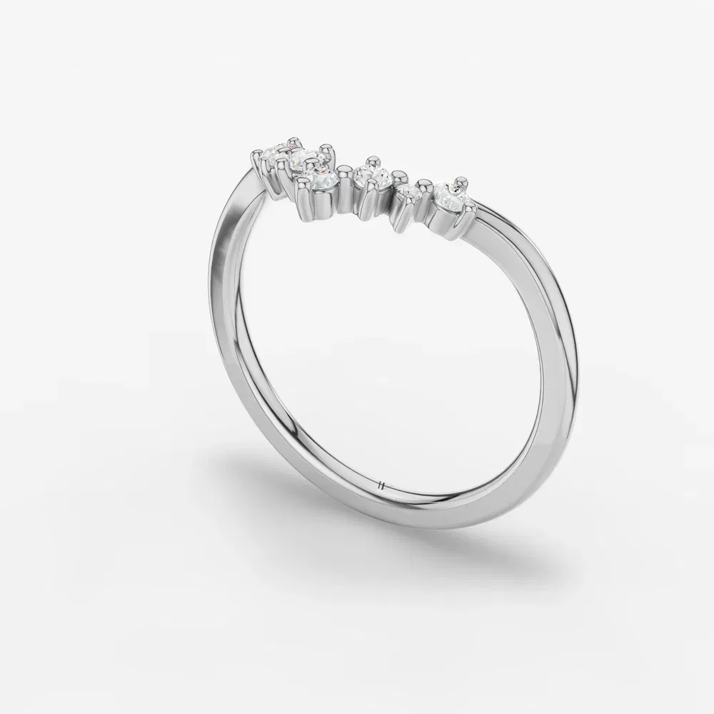 Curved, Stackable, Diamond Lab Diamond Ring (0.1 CTW) in 18K White Gold-Faelov