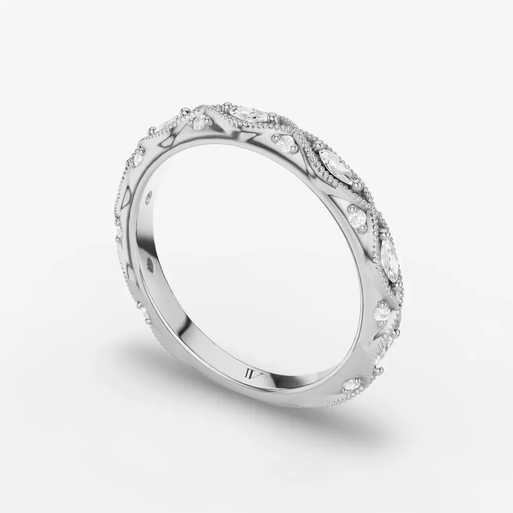Vintage, Stackable, Unique Lab Diamond Ring (0.2 CTW) in 18K White Gold-Bixora