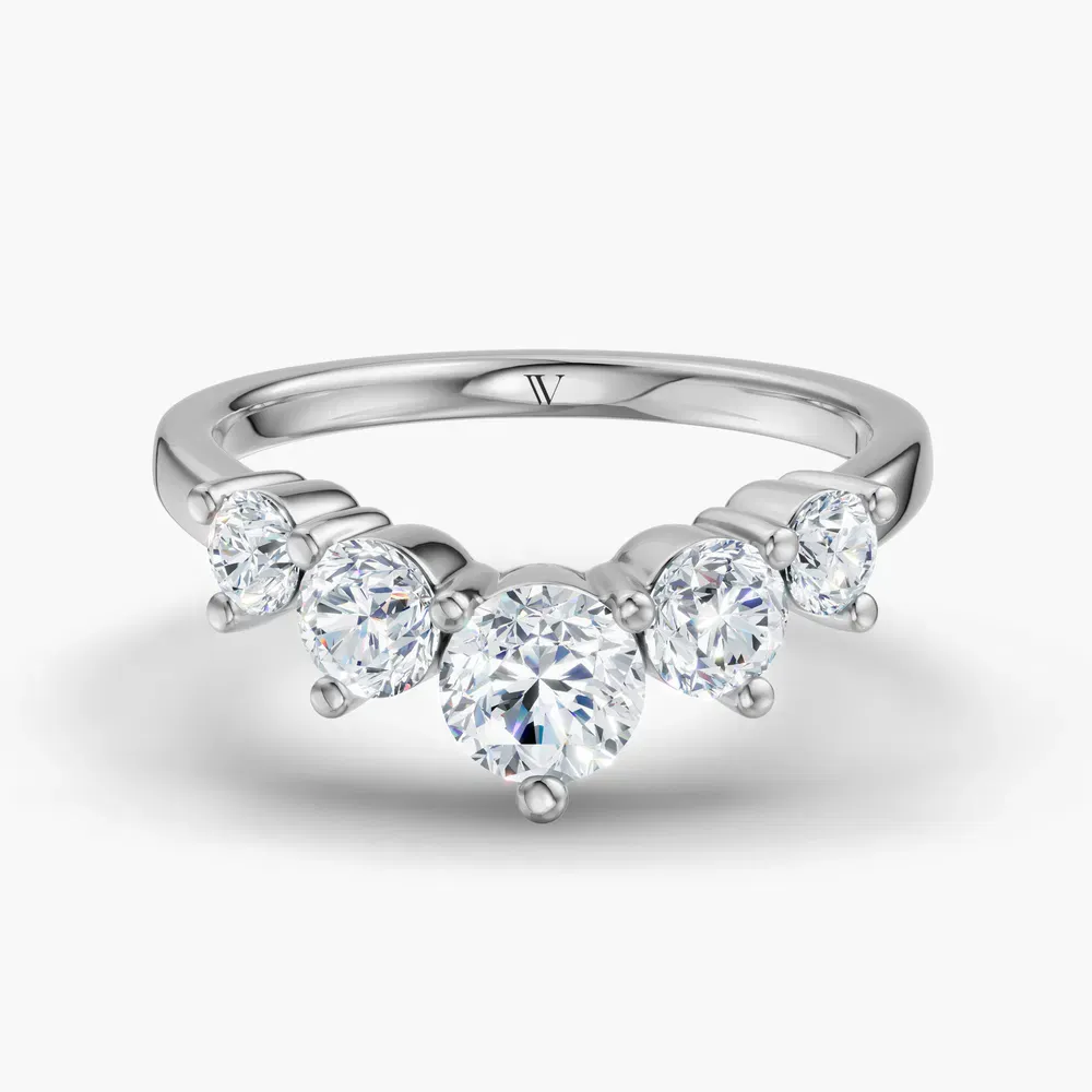 Curved, Stackable, Diamond Lab Diamond Ring (1 CTW) in 18K White Gold-Qyliva