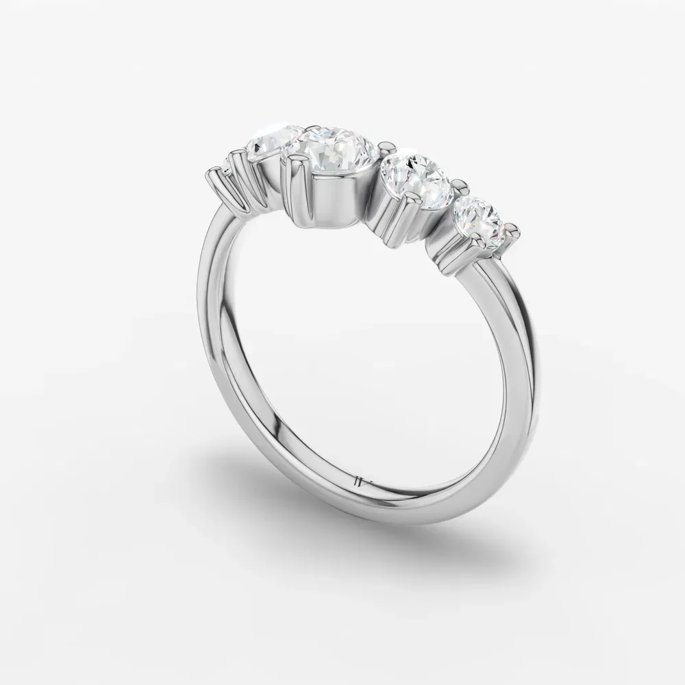Curved, Stackable, Diamond Lab Diamond Ring (1 CTW) in 18K White Gold-Qyliva