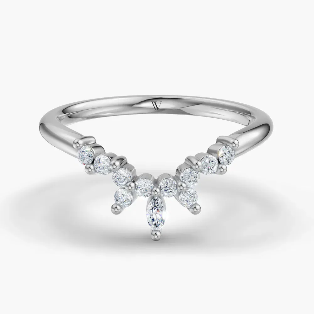 Curved, Stackable Lab Diamond Ring (0.2 CTW) in 18K White Gold-Qrix