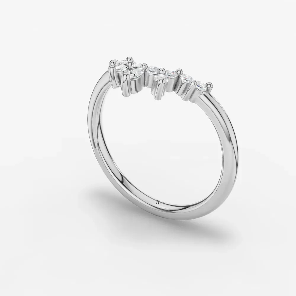 Curved, Stackable Lab Diamond Ring (0.2 CTW) in 18K White Gold-Qrix