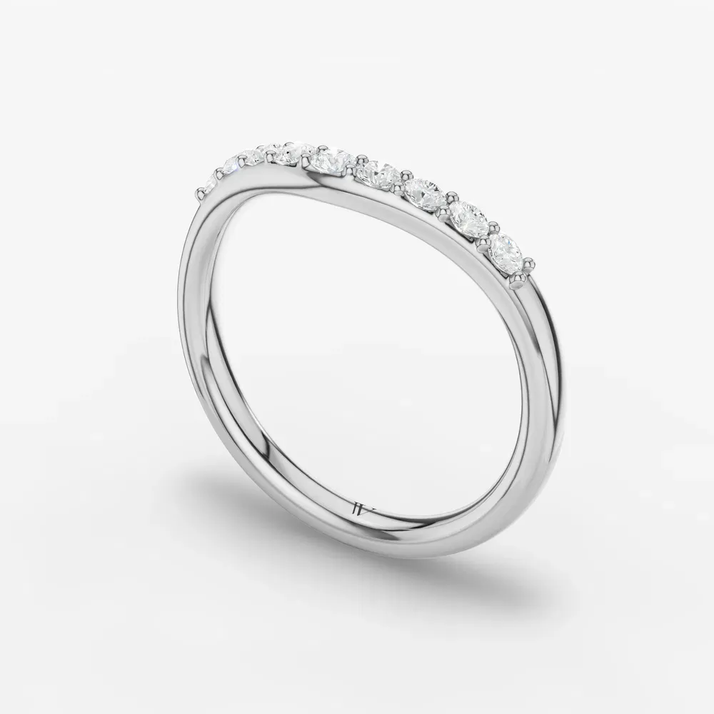 Curved, Stackable, Simple Lab Diamond Ring (0.2 CTW) in 18K White Gold-Osel