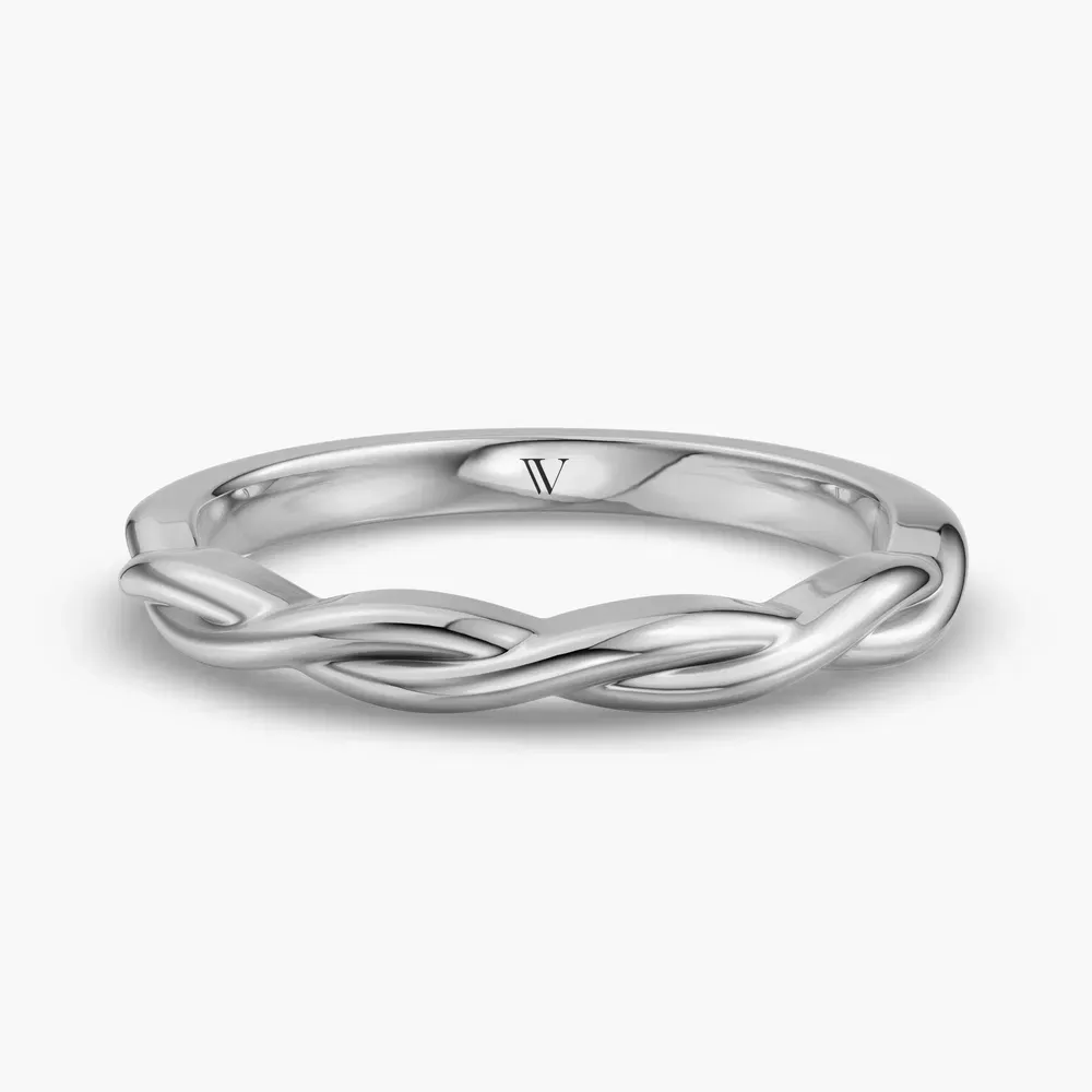 2.3mm Nature inspired, Plain metal, Stackable Wedding Ring in 18K White Gold-Gips