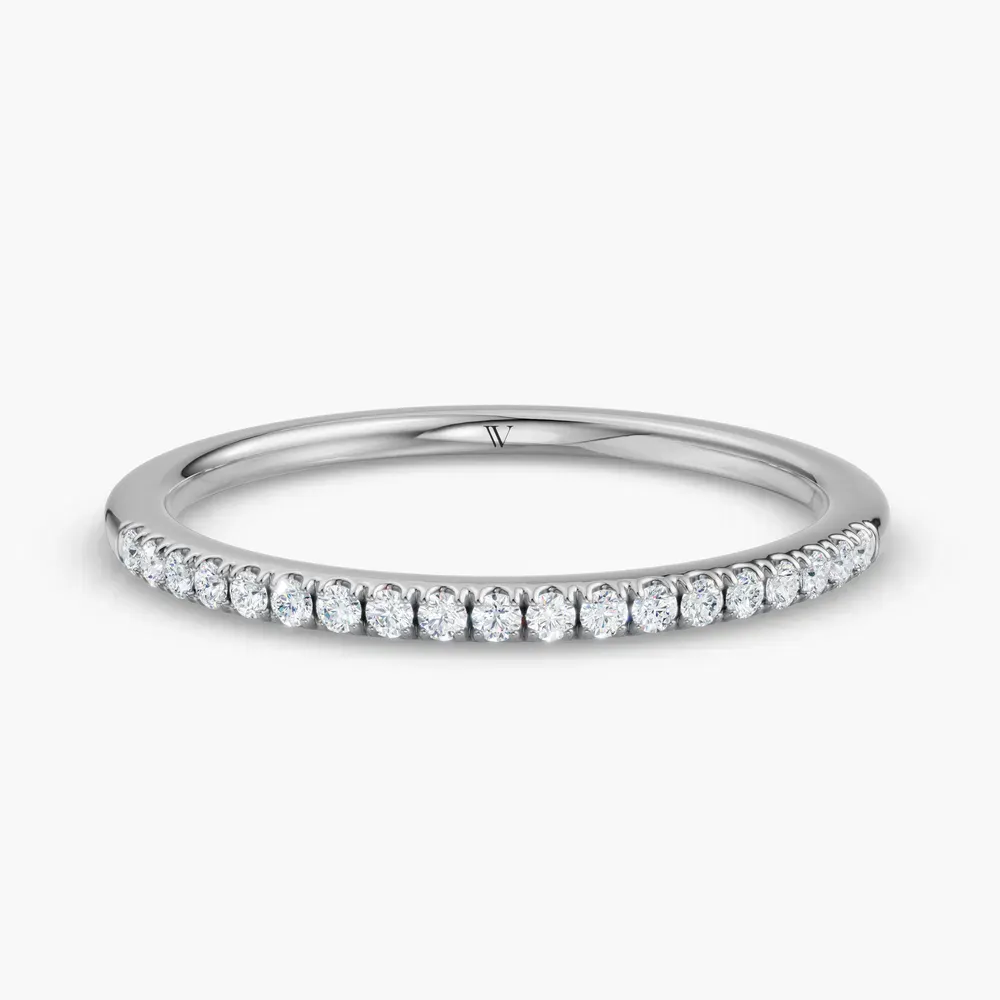 Simple, Stackable, Pave Lab Diamond Ring (0.1 CTW) in 18K White Gold-Kaurx