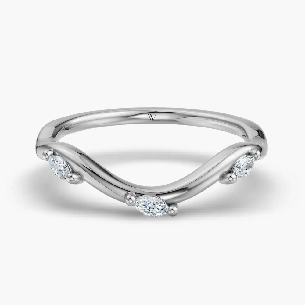 Nature inspired, Curved, Stackable Lab Diamond Ring (0.07 CTW) in 18K White Gold-Bovi