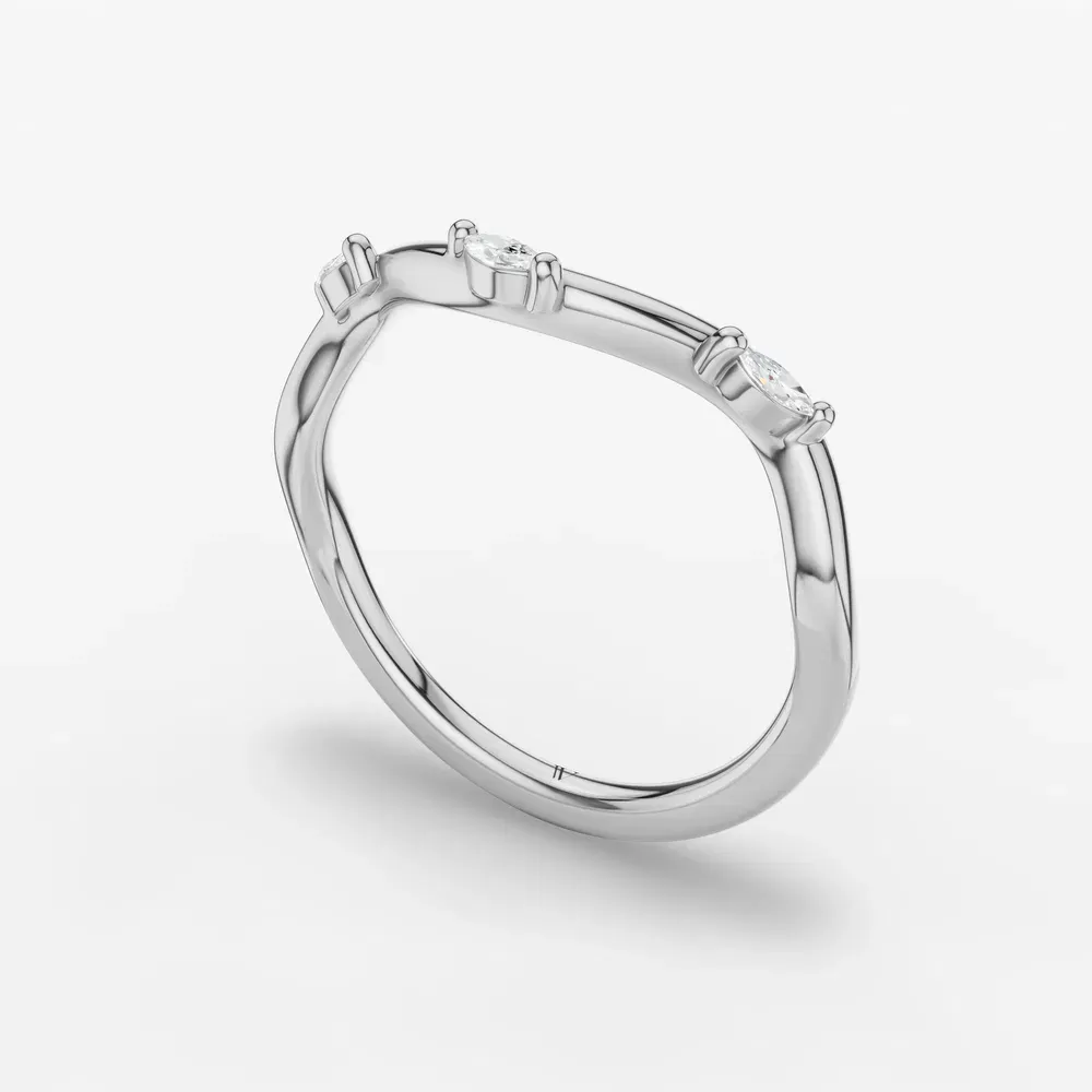 Nature inspired, Curved, Stackable Lab Diamond Ring (0.07 CTW) in 18K White Gold-Bovi