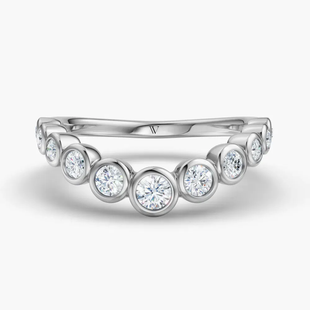 Stackable, Curved, Bezel Lab Diamond Ring (0.4 CTW) in 18KWV-Leth