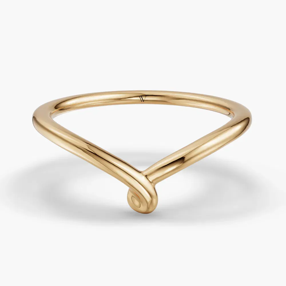 1.4mm Plain metal, Curved, Stackable Wedding Ring in 18KYV-Zevlyn