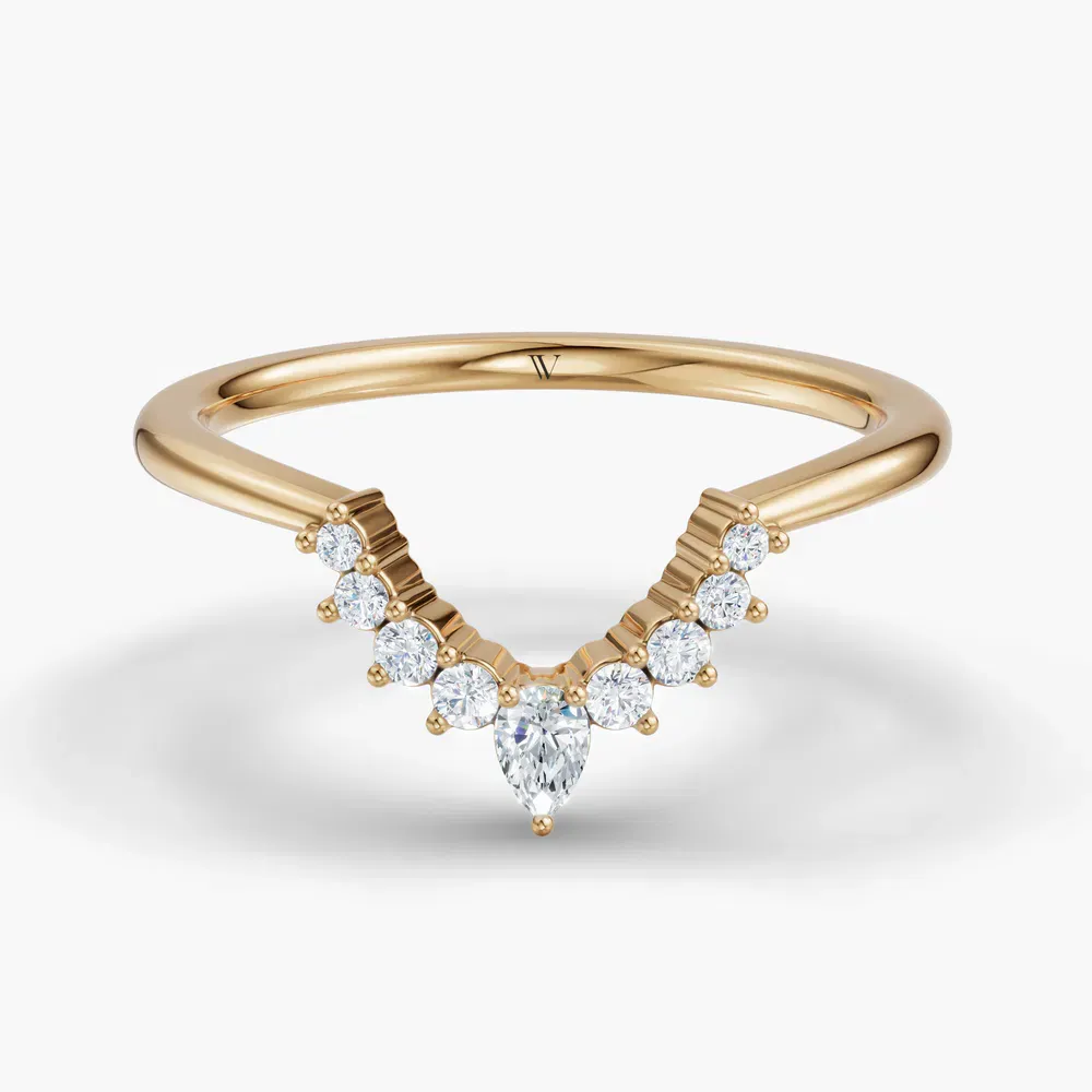 Curved, Stackable Lab Diamond Ring (0.1 CTW) in 18KYV-Kaelin