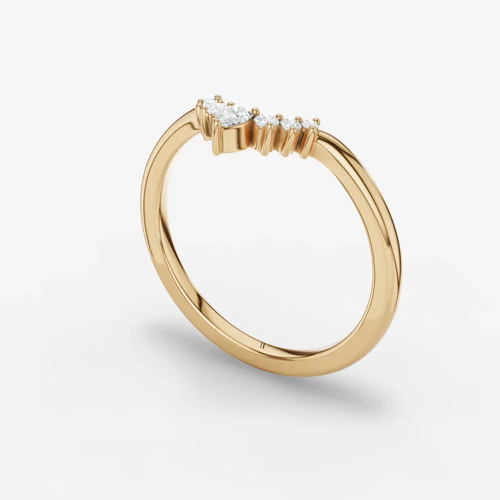 Curved, Stackable Lab Diamond Ring (0.09 CTW) in 18KYV-Fexo
