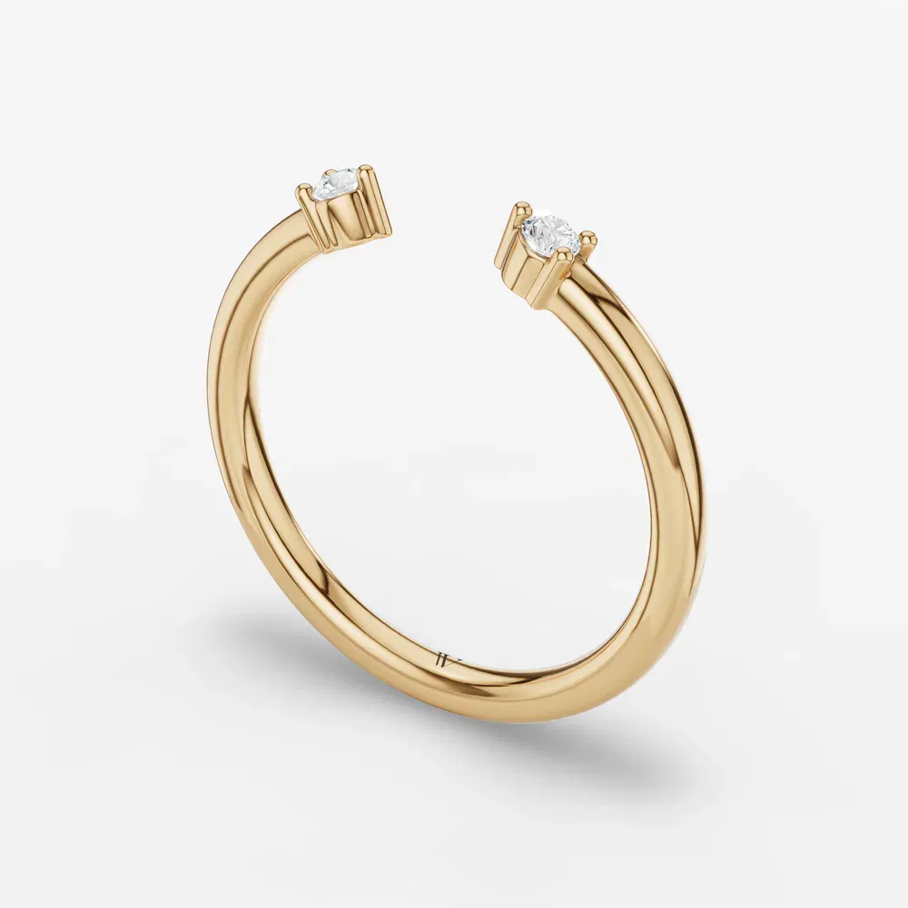 Open, Stackable, Simple Lab Diamond Ring (0.07 CTW) in 18KYV-Ruelov