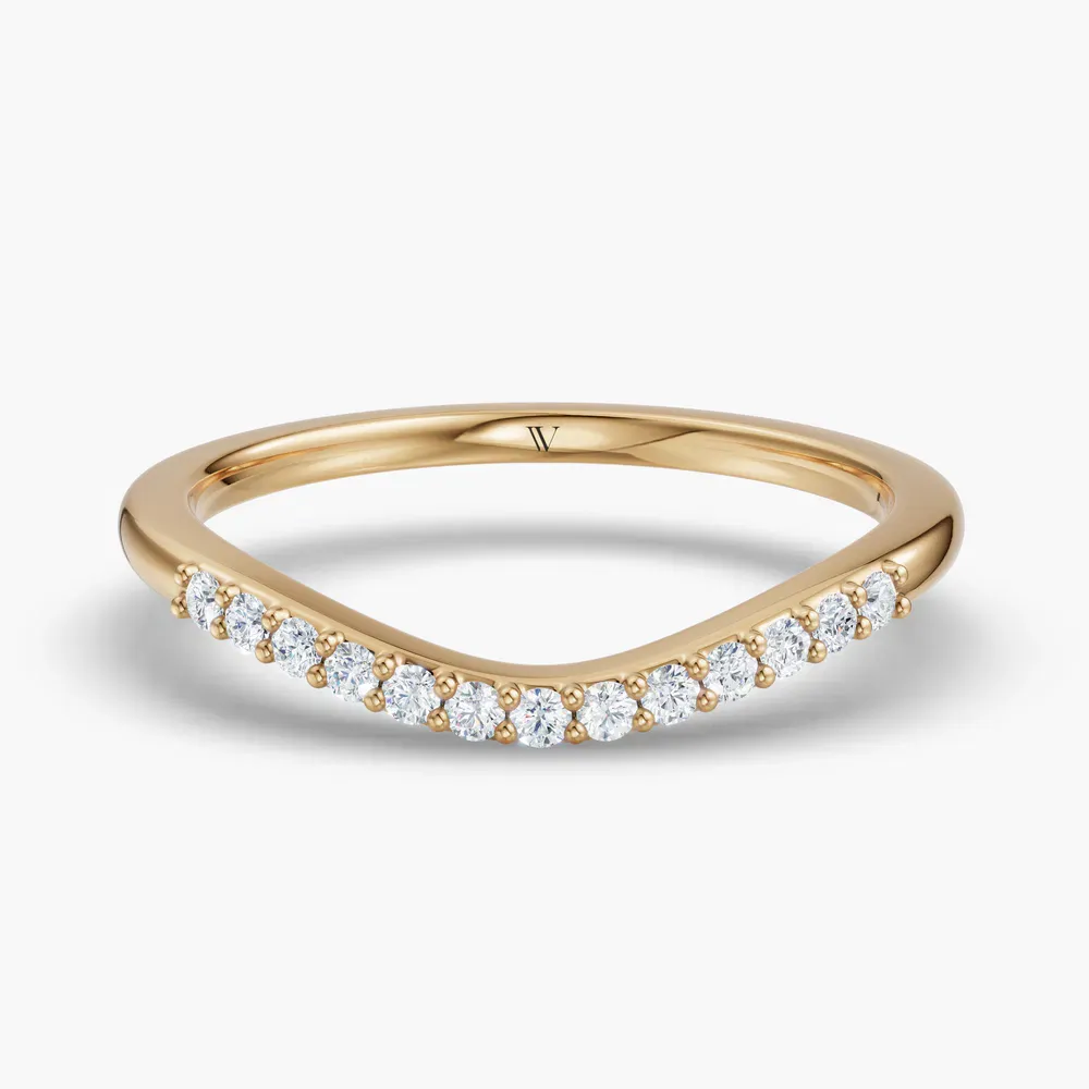 Curved, Stackable, Simple Lab Diamond Ring (0.1 CTW) in 18KYV-Pyvo