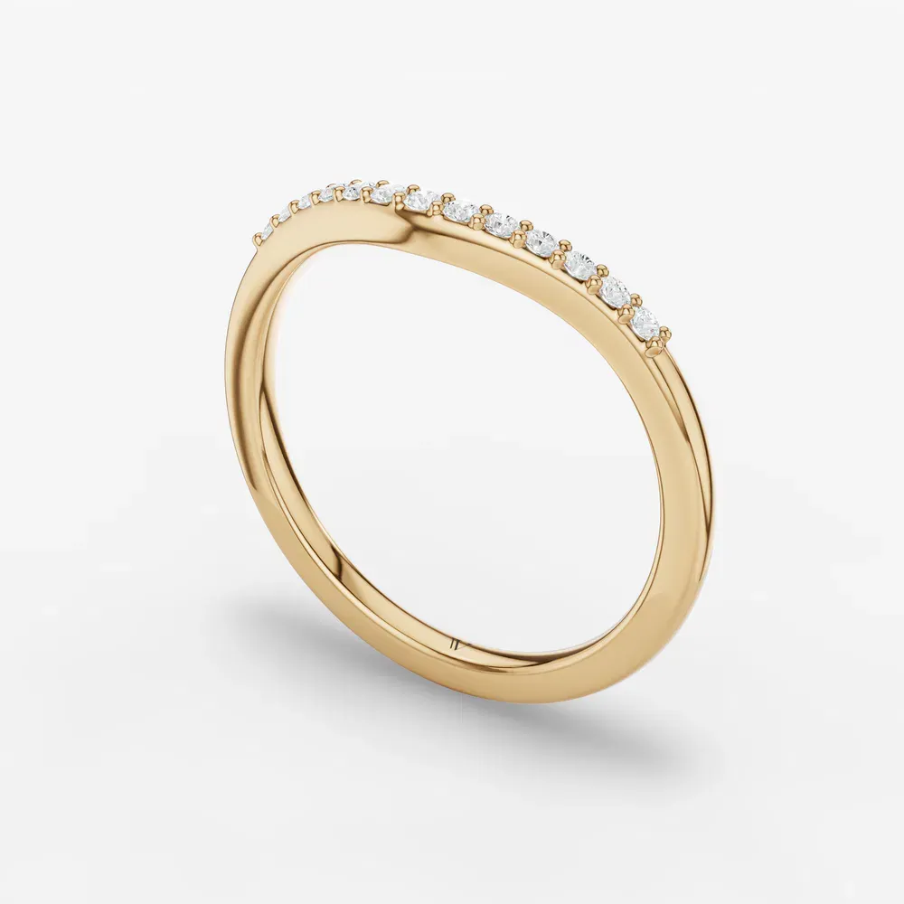 Curved, Stackable, Simple Lab Diamond Ring (0.1 CTW) in 18KYV-Pyvo