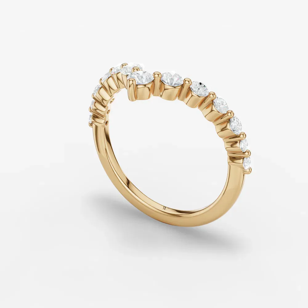 Curved, Stackable, Pave Lab Diamond Ring (0.5 CTW) in 18KYV-Soty