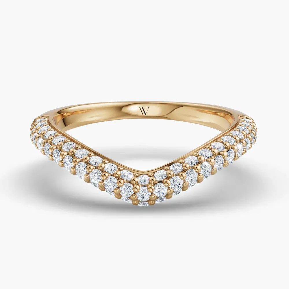 Stackable, Curved, Pave Lab Diamond Ring (0.5 CTW) in 18K Yellow Gold-Yivolia