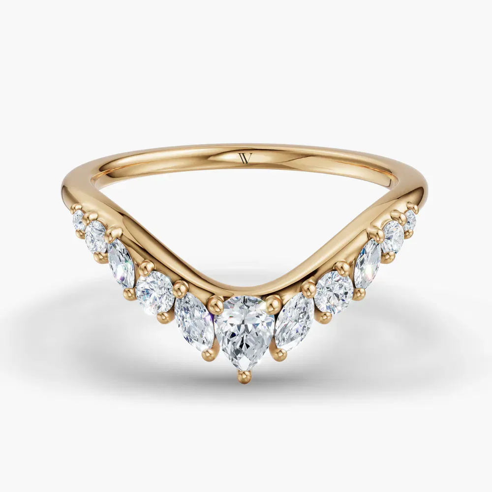 Curved, Stackable Lab Diamond Ring (0.4 CTW) in 18KYV-Maelova