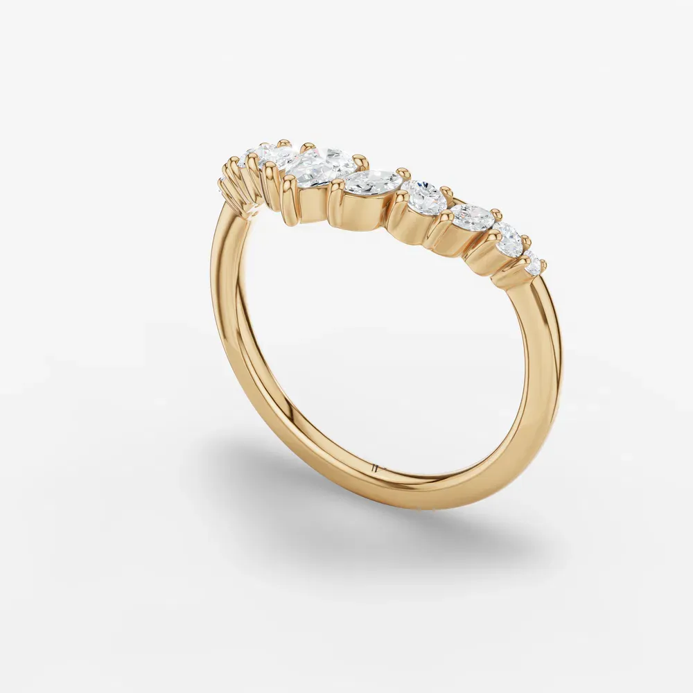 Curved, Stackable Lab Diamond Ring (0.4 CTW) in 18KYV-Maelova