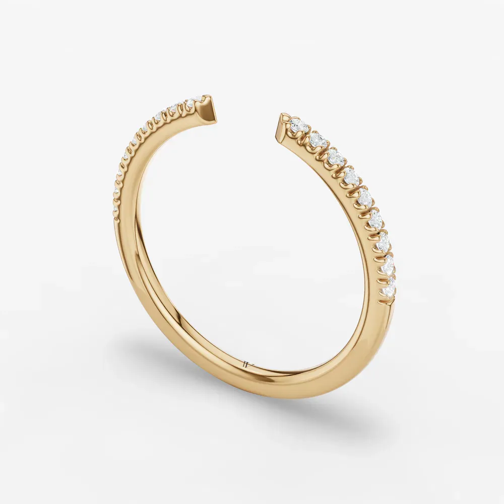 Open, Stackable, Diamond Lab Diamond Ring (0.1 CTW) in 18K Yellow Gold-Kixam