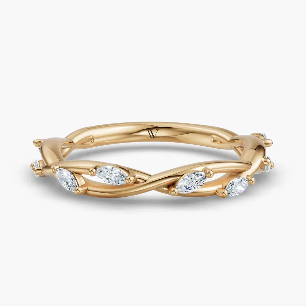 Nature inspired, Curved, Stackable Lab Diamond Ring (0.2 CTW) in 18KYV-Gevlyn