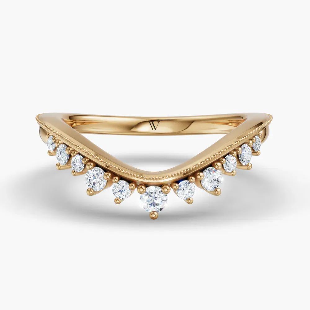 Curved, Diamond Lab Diamond Ring (0.2 CTW) in 18K Yellow Gold-Quelor