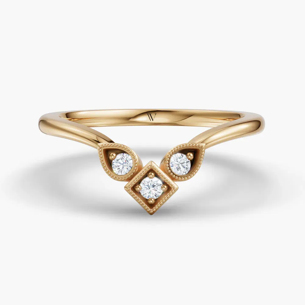 Curved, Stackable, Diamond Lab Diamond Ring (0.07 CTW) in 18K Yellow Gold-Maoren