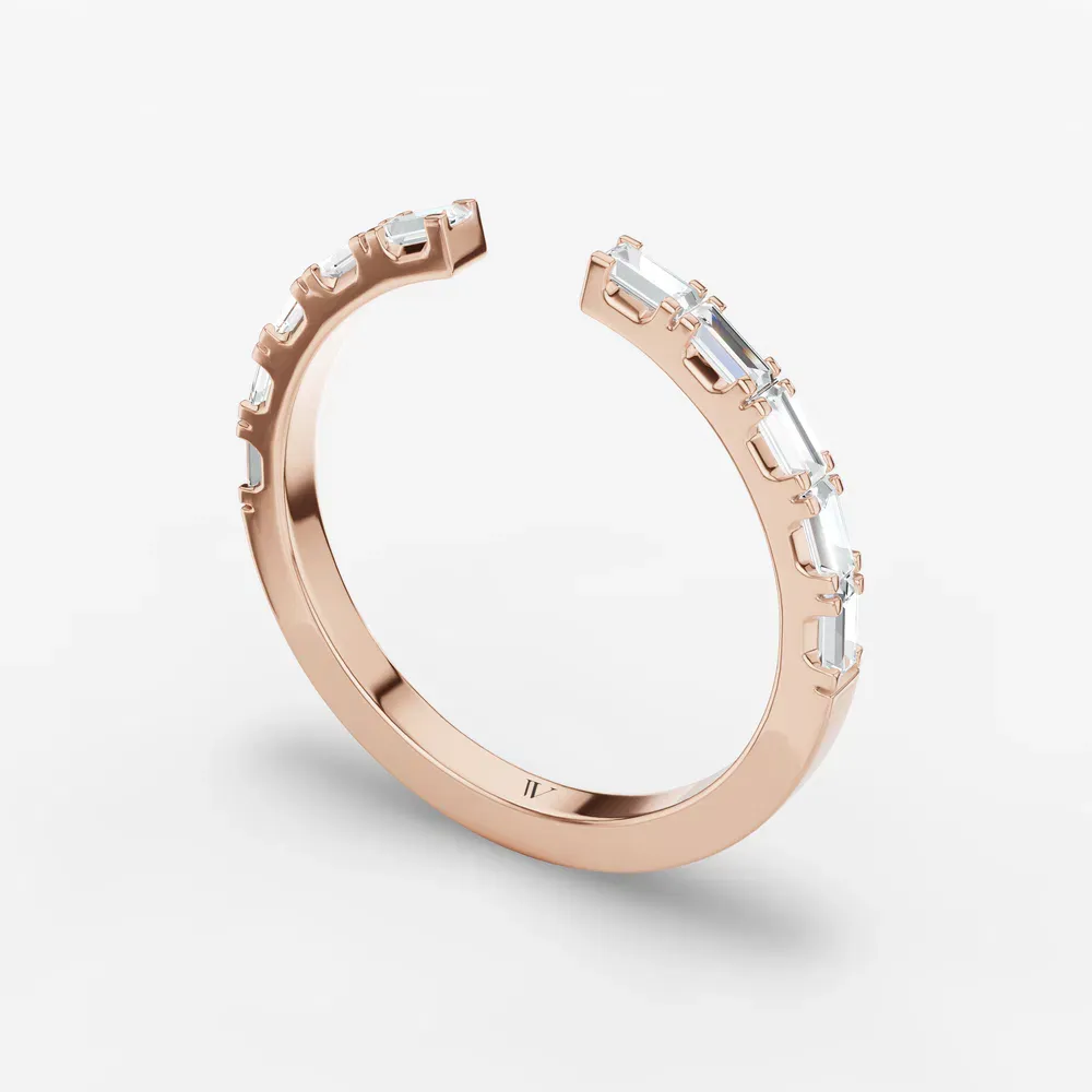 Baguette, Open, Stackable Lab Diamond Ring (0.4 CTW) in 14K Rose Gold-Pexilyn