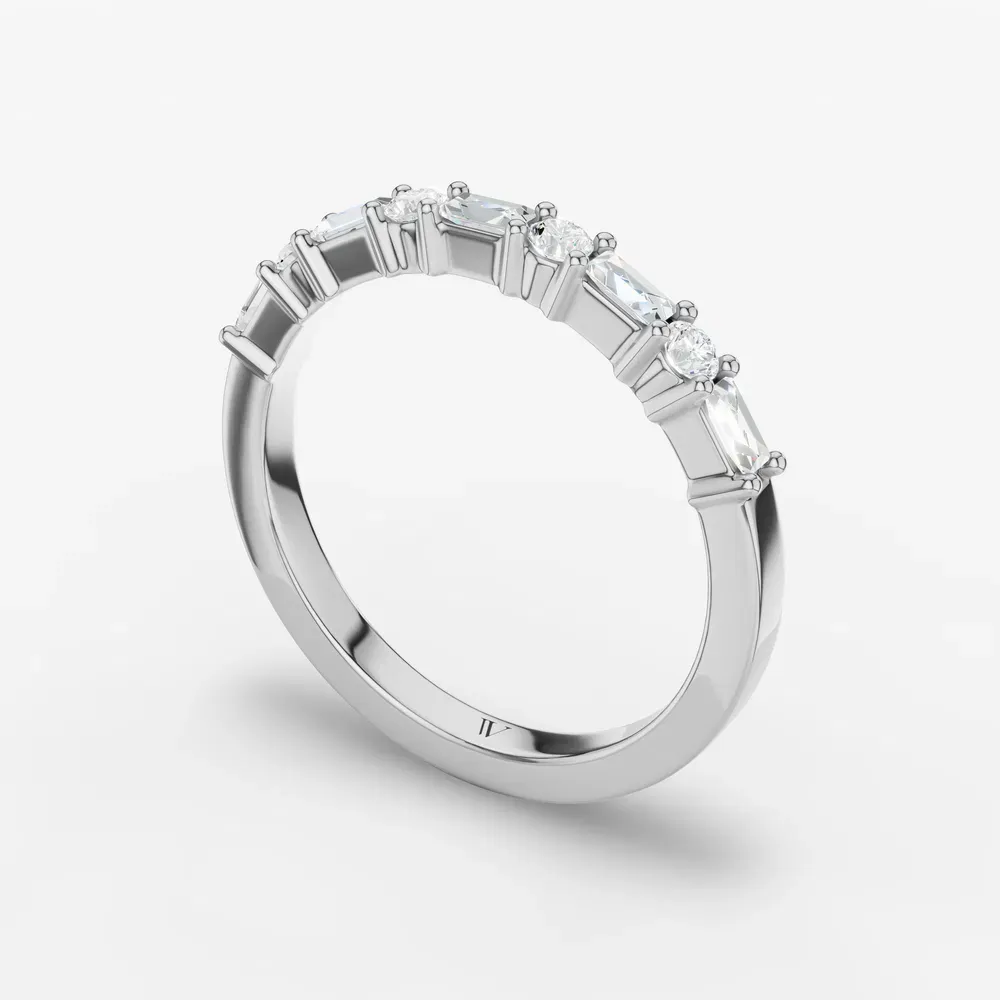 Baguette, Vintage, Modern Lab Diamond Ring (0.3 CTW) in 14K White Gold-Vorm