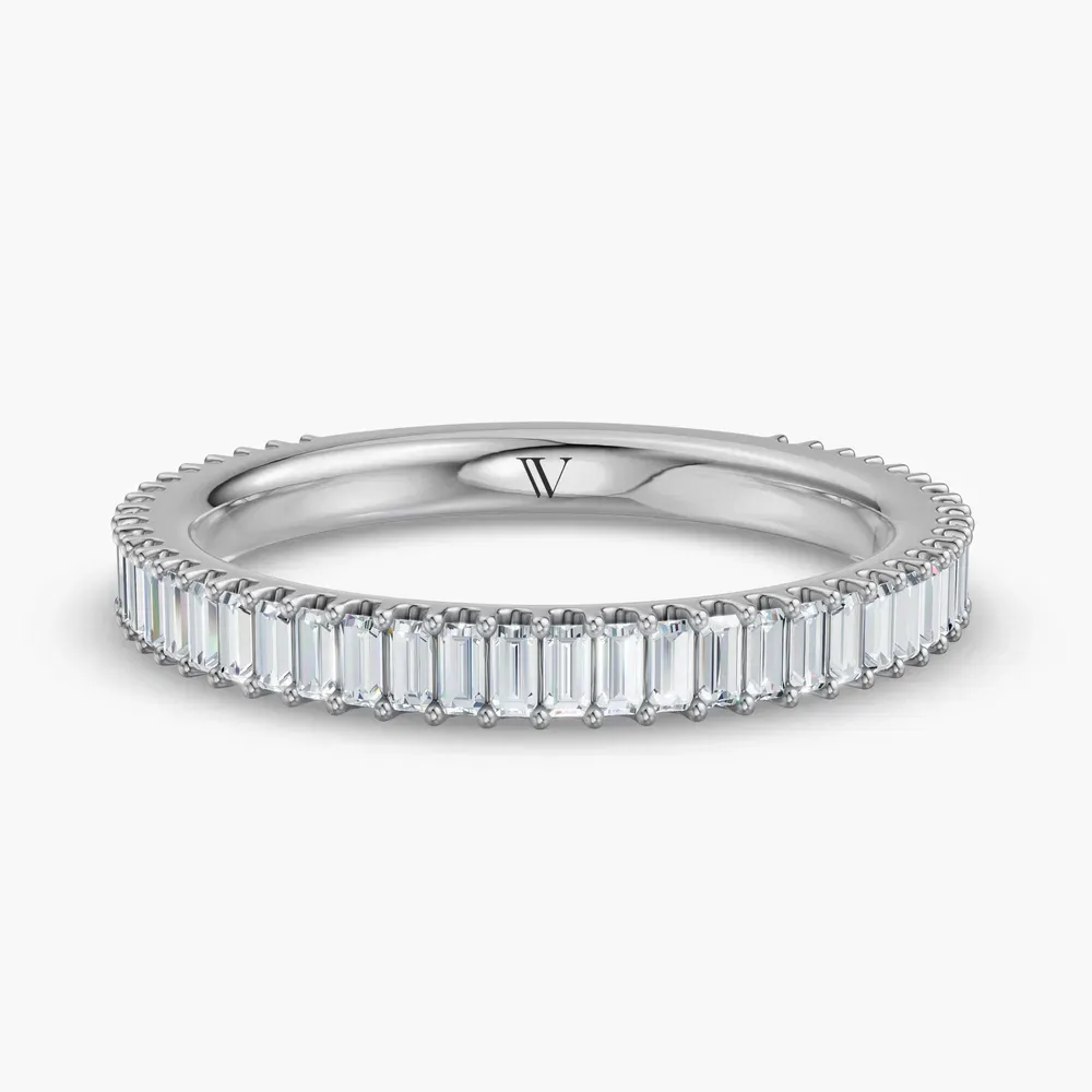 Baguette, Stackable, Simple Lab Diamond Ring (0.6 CTW) in 14K White Gold-Ciox
