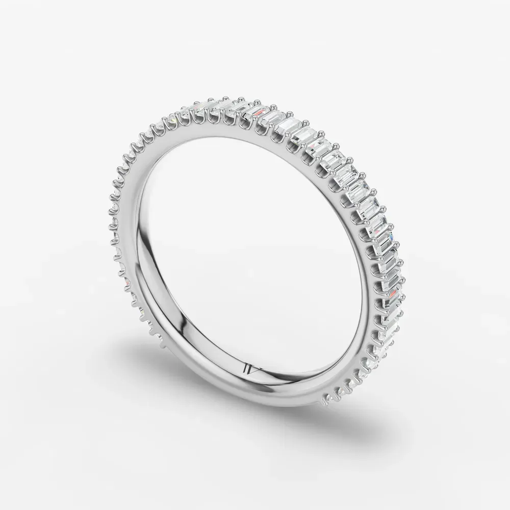 Baguette, Stackable, Simple Lab Diamond Ring (0.6 CTW) in 14K White Gold-Ciox