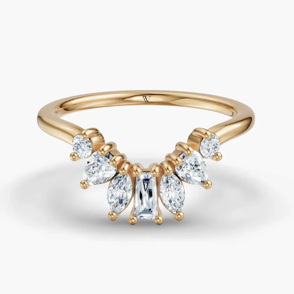 Curved, Stackable, Unique Lab Diamond Ring (0.4 CTW) in 14K Yellow Gold-Syvlox
