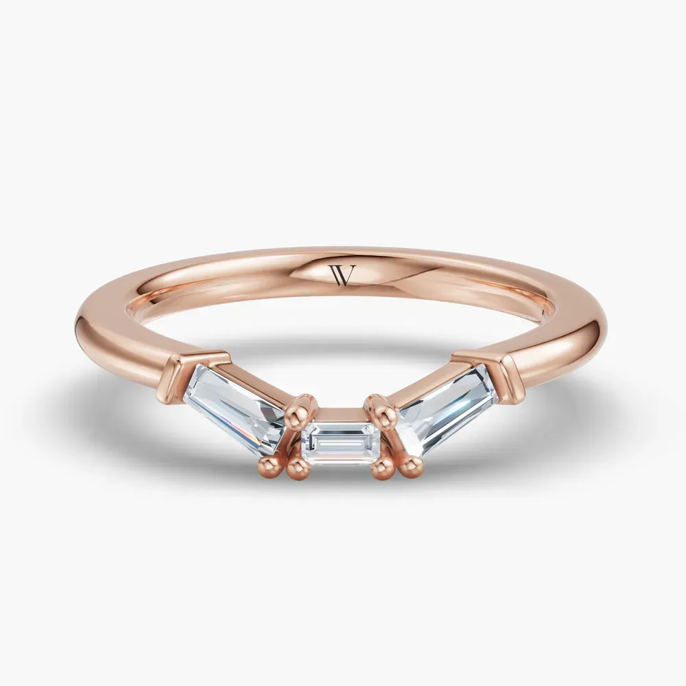 Curved, Stackable, Baguette Lab Diamond Ring (0.2 CTW) in 14K Rose Gold-Raux