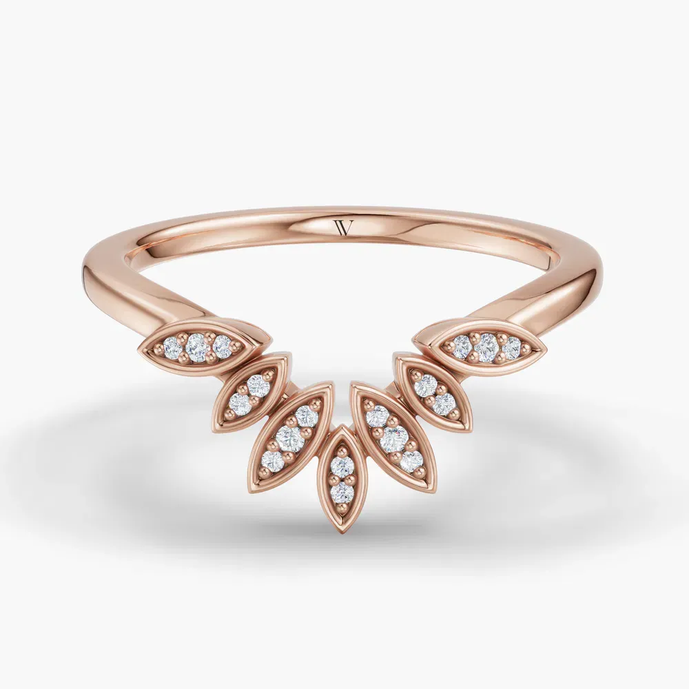 Curved, Stackable, Nature inspired Lab Diamond Ring (0.04 CTW) in 14K Rose Gold-Mevu