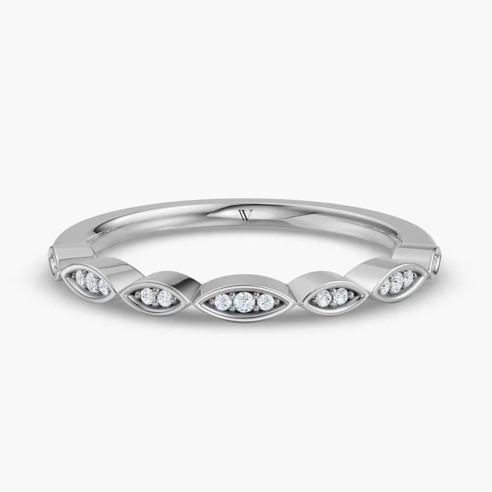 Nature inspired, Stackable, Simple Lab Diamond Ring (0.04 CTW) in 14K White Gold-Nrixo