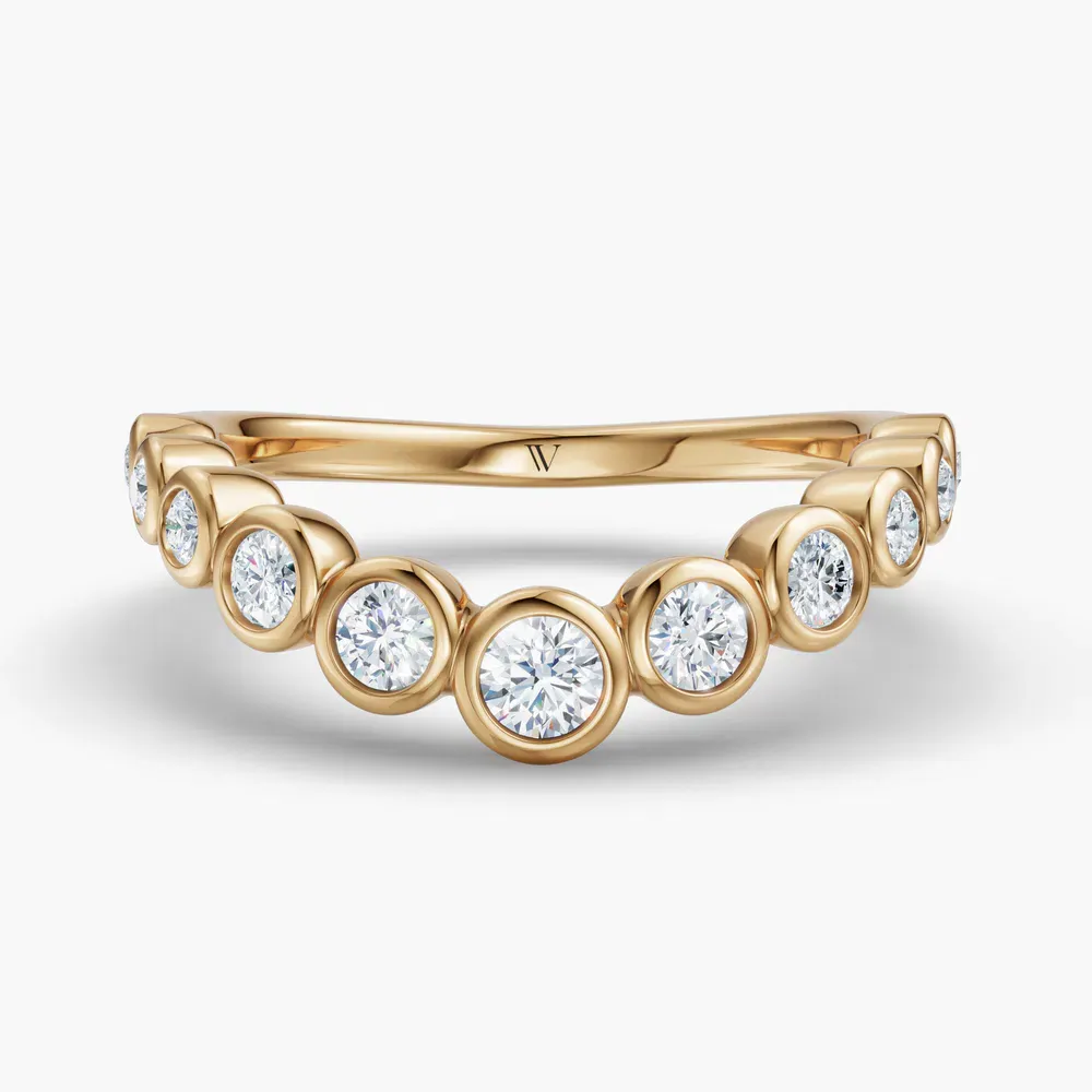 Stackable, Curved, Bezel Lab Diamond Ring (0.4 CTW) in 14K Yellow Gold-Leth