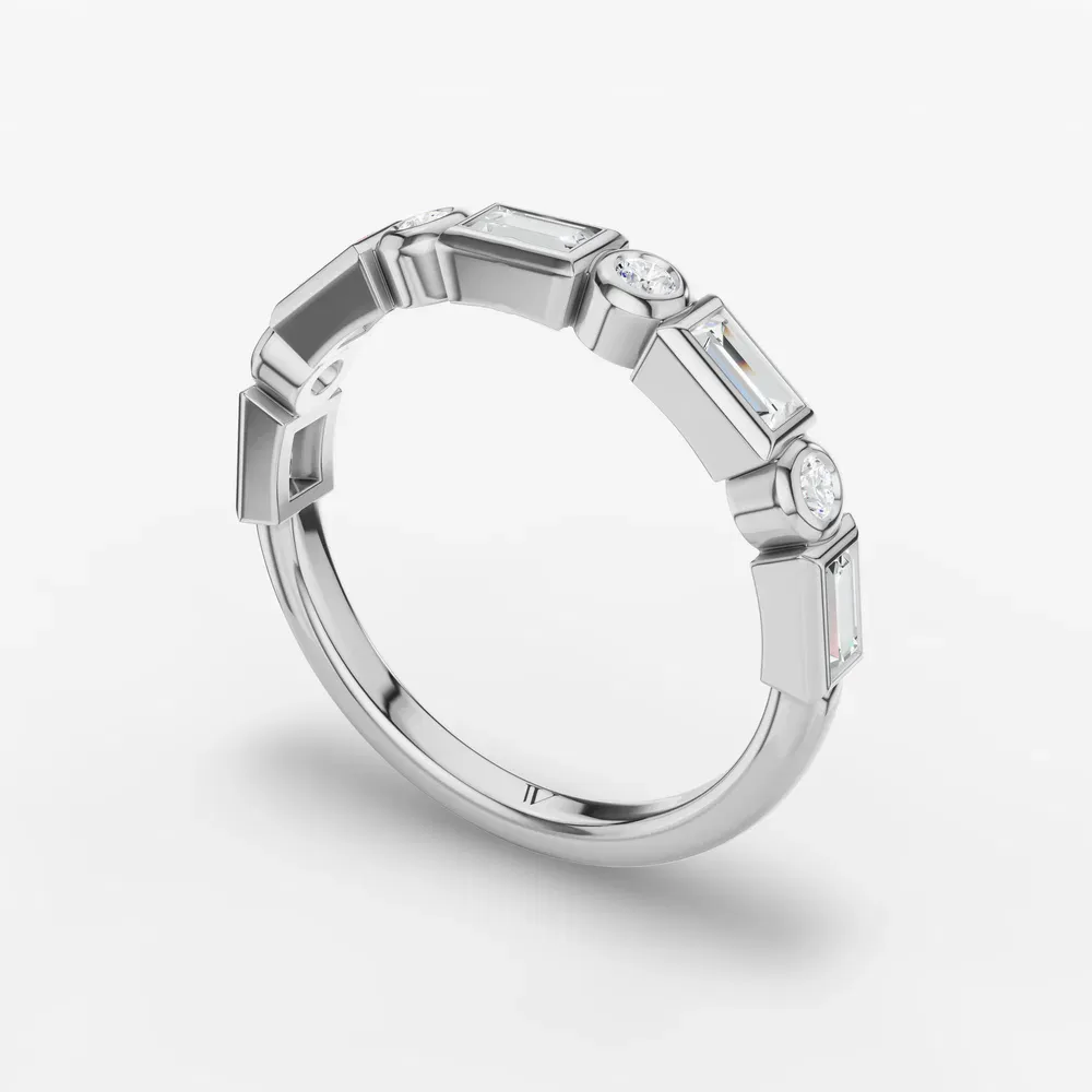 Stackable, Bezel, Baguette Lab Diamond Ring (0.5 CTW) in 14K White Gold-Teyn