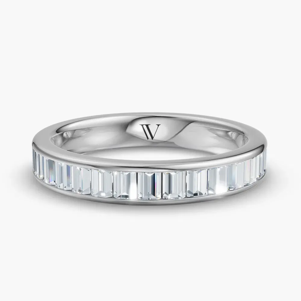 Channel set, Baguette, Stackable Lab Diamond Ring (1.1 CTW) in 14K White Gold-Qexoli