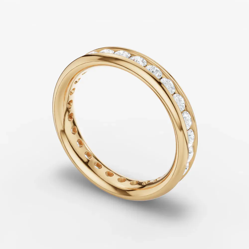 Channel set, Stackable, Simple Lab Diamond Ring (1 CTW) in 14K Yellow Gold-Zevlo