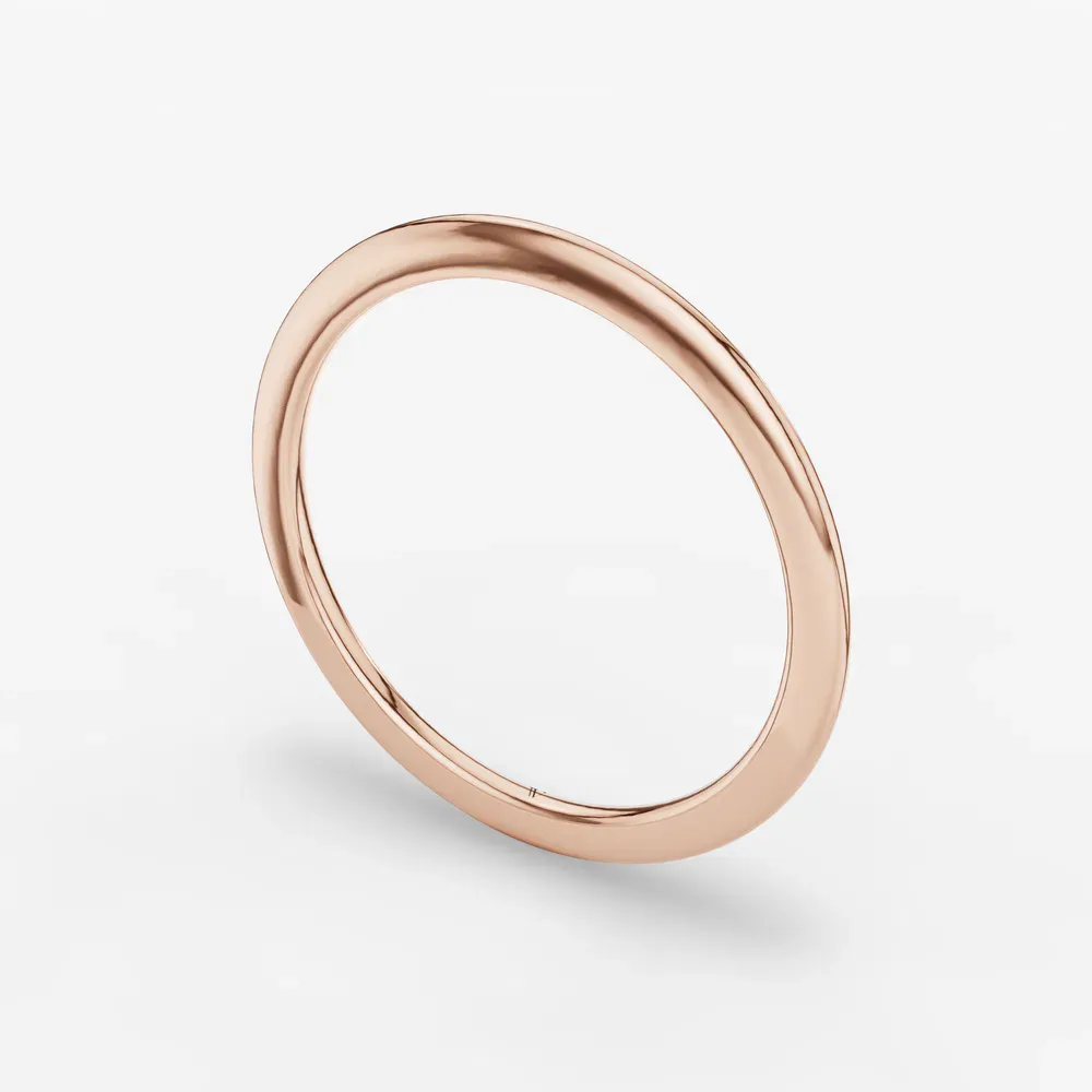 1mm Classic, Stackable, Plain metal Wedding Ring in 14K Rose Gold-Orven