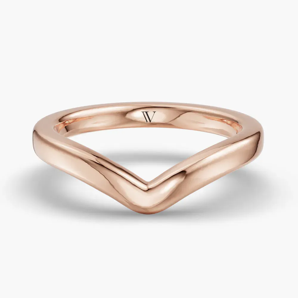 2.5mm Classic, Plain metal, Curved Wedding Ring in 14K Rose Gold-Hylan